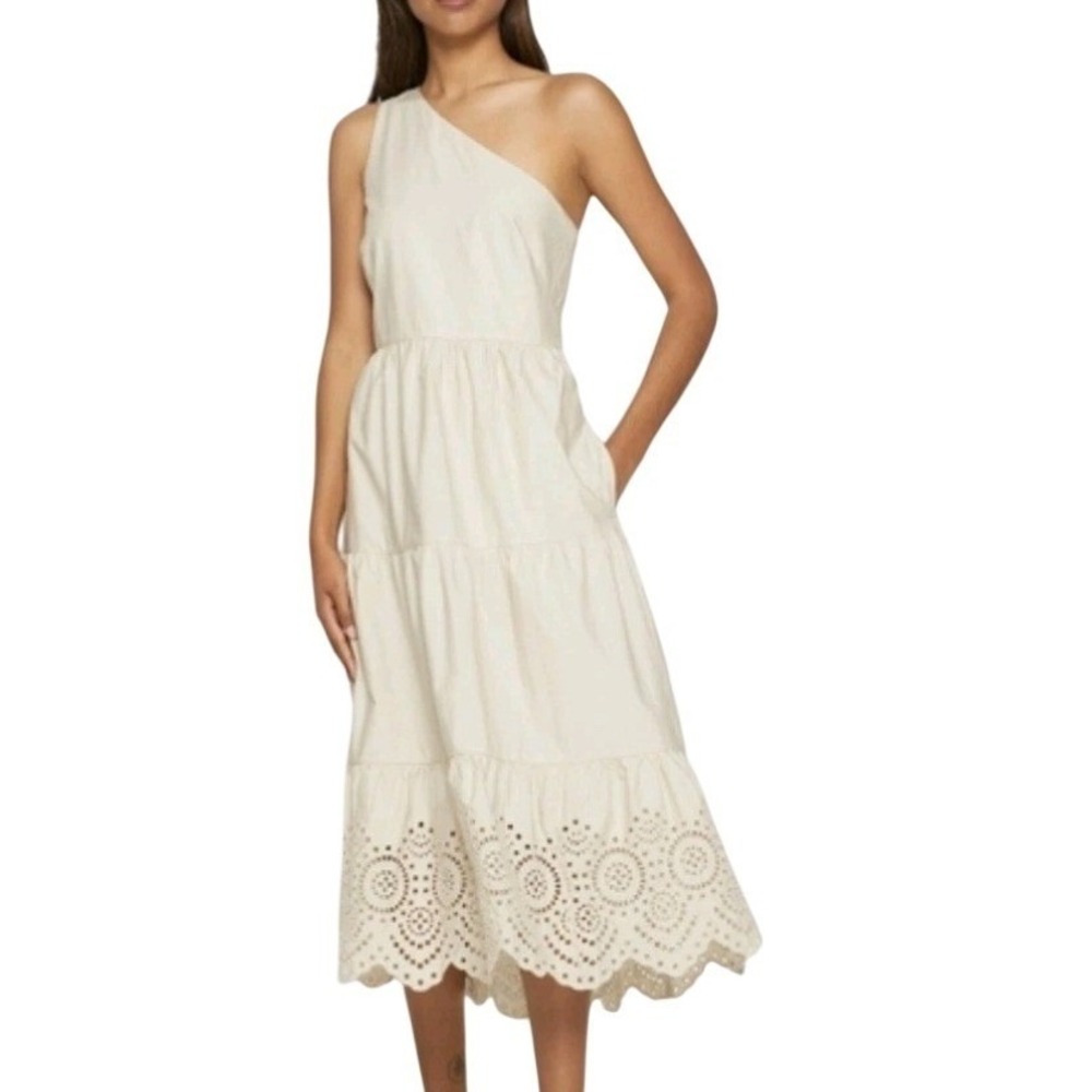 Gap NEW Womens‎ Beige One Shoulder Eyelet Tiered Midi Dress Size 20 NWT